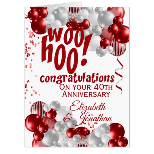 Oversized 40th Anniversary Ruby Congratulations Card