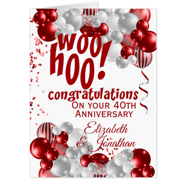 Oversized 40th Anniversary Ruby Congratulations Card (Front)