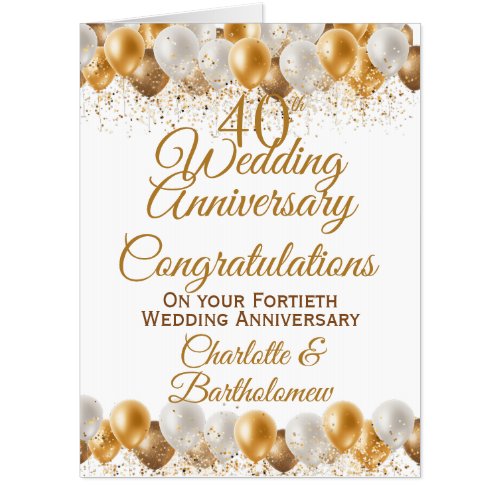 Oversized 40th Wedding Anniversary Congratulations Card