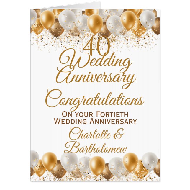 Oversized 40th Wedding Anniversary Congratulations Card (Front)