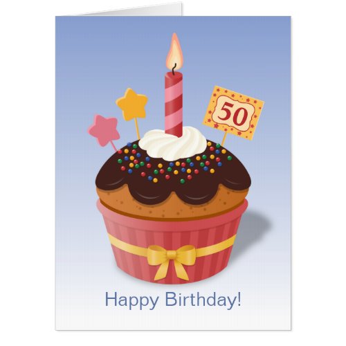Oversized Birthday Candle Cupcake Custom Age Card