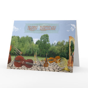 Oversized Birthday Orchestra Instruments in Park Card
