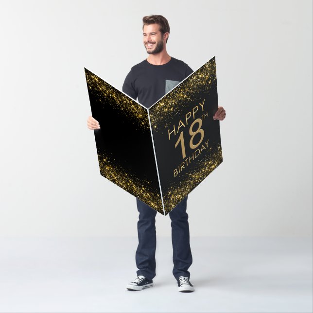 Oversized Black Gold 18th Birthday Card (In Situ)