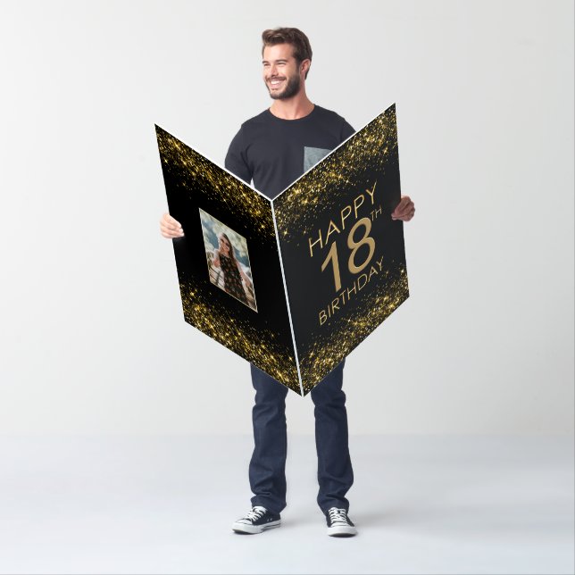 Oversized Black Gold 18th Birthday Card (In Situ)