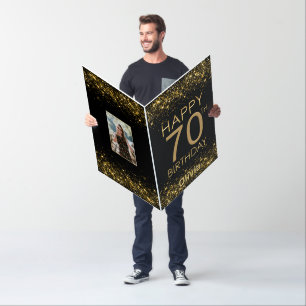 Oversized Black Gold 70th Birthday Card