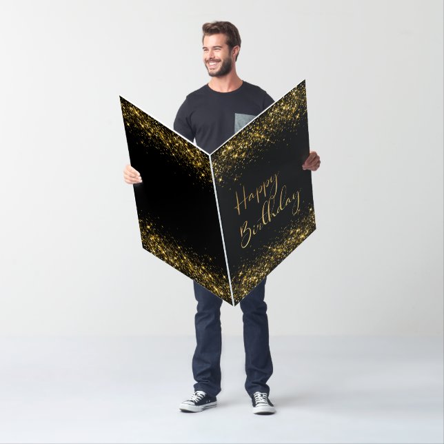 Oversized Black Gold Glitter Birthday Card (In Situ)