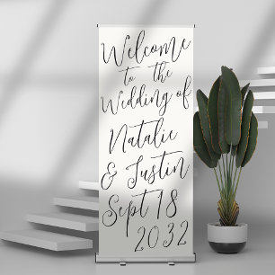 Oversized Calligraphy Script Wedding Welcome Retractable Banner