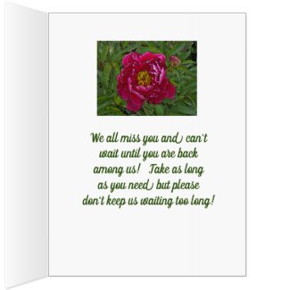 OVERSIZED CARD/GET WELL /FUCHSIA-COLORED PEONY