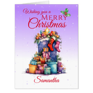 Oversized Christmas Sack and Gifts Purple Card