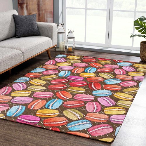 Oversized Colorful Macaroon Cookies Pattern Rug