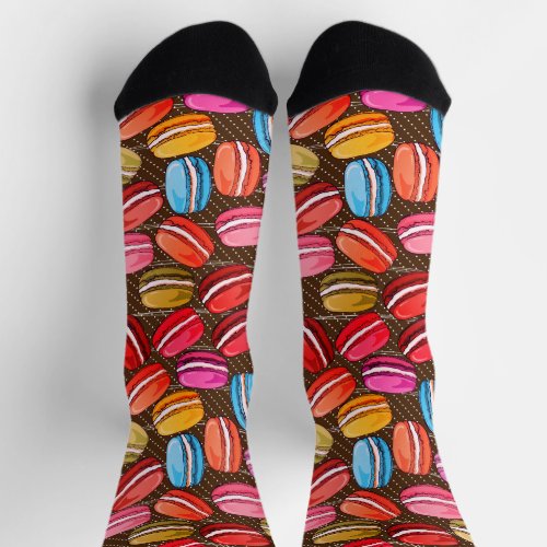 Oversized Colorful Macaroon Cookies Pattern Socks
