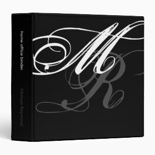 Oversized Cool Font Monogram black 3 Ring Binder