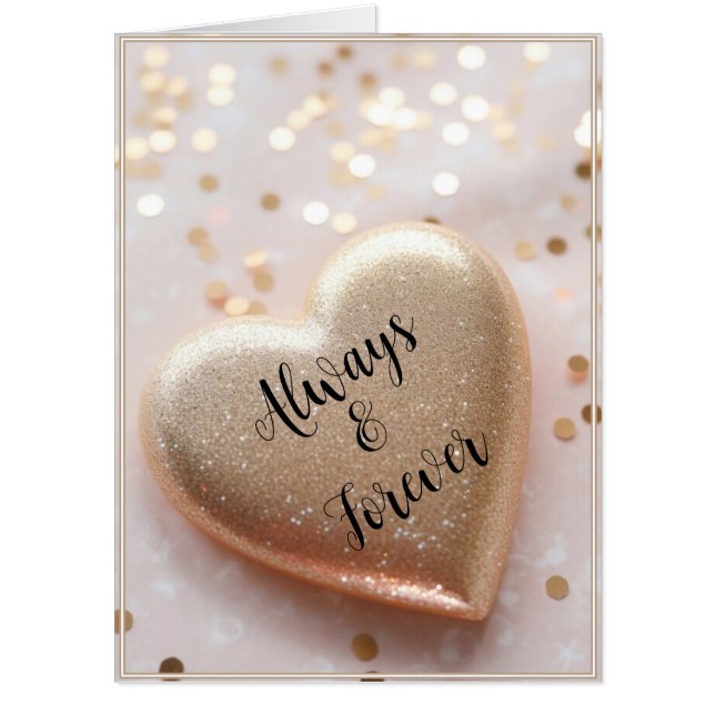 Oversized Elegant Gold Glitter Valentines Card (Front)