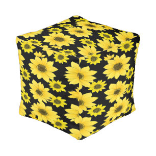 Oversized Florals Cube Pouf