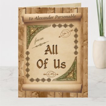 Oversized From Us All Vintage Scroll Custom Name Card by missprinteditions at Zazzle