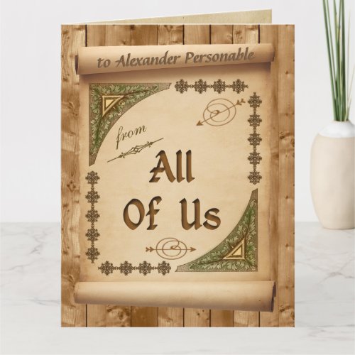 Oversized From Us All Vintage Scroll Custom Name Card