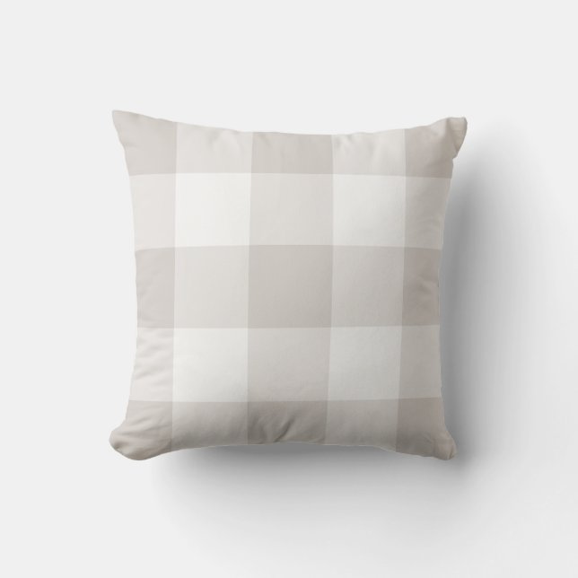 Oversized Gingham Tan Throw Pillow (Front)