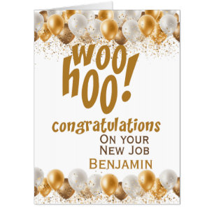 Oversized Gold Balloon New Job Congratulations Card