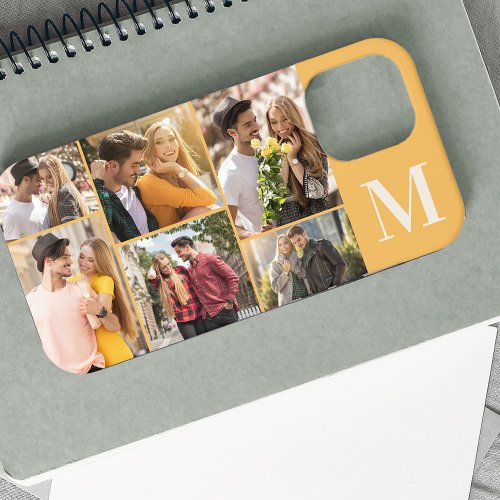 Oversized Initial 6 Photo Collage Yellow iPhone 12 Pro Max Case