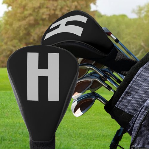 Oversized Initial Minimalist Black and Grey Golf Head Cover