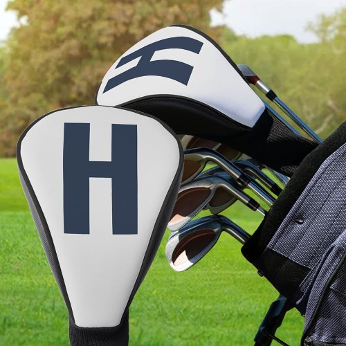 Oversized Initial Minimalist Silver Grey and Blue Golf Head Cover
