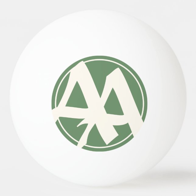 Oversized Initials in White and Green Ping Pong Ball (Front)