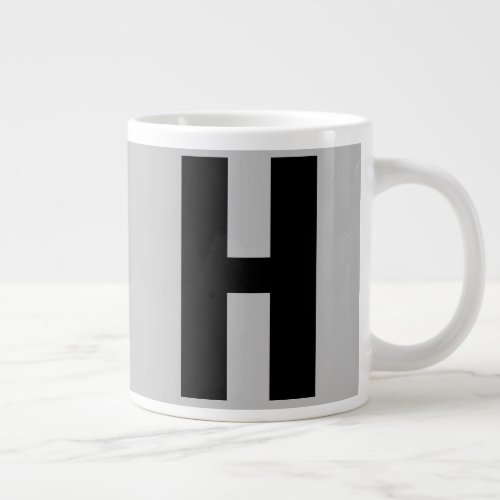 Oversized Monogram Initial in Grey and Black Giant Coffee Mug
