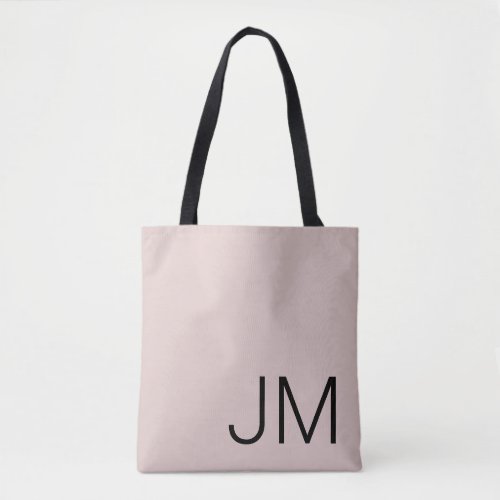 Oversized Monogrammed Initials Blush Pink Black Tote Bag
