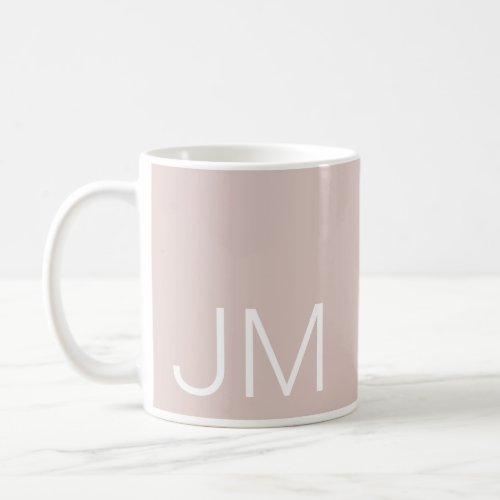 Oversized Monogrammed Initials Blush Pink Coffee Mug