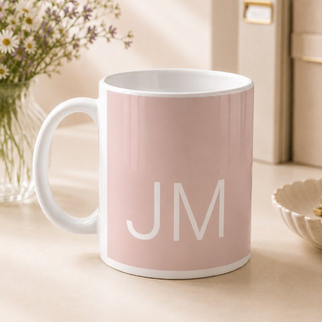 Oversized Monogrammed Initials Blush Pink Coffee Mug (Creator Uploaded)