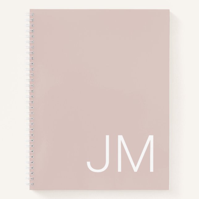 Oversized Monogrammed Initials Blush Pink Notebook (Front)