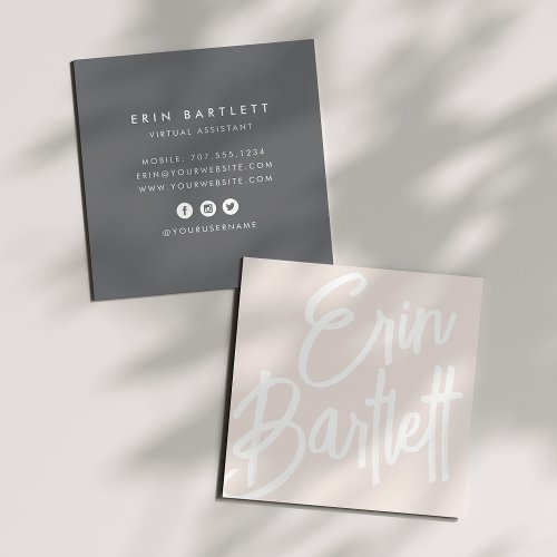 Oversized Name  Sketched Signature Square Business Card