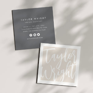Oversized Name Sketched Signature Square Business Card