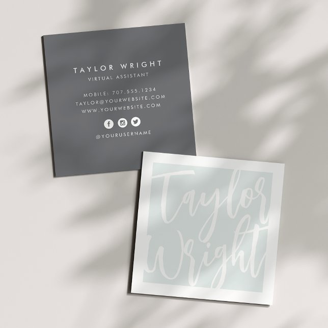 Oversized Name | Sketched Signature Square Business Card (Creator Uploaded)