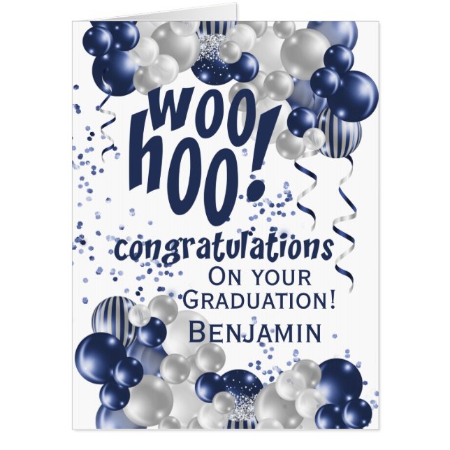 Oversized Navy Graduation Congratulations Card (Front)