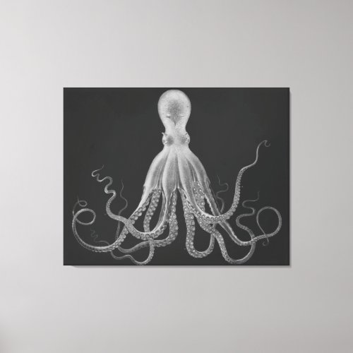 Oversized Octopus Triptych in Gray Canvas Print