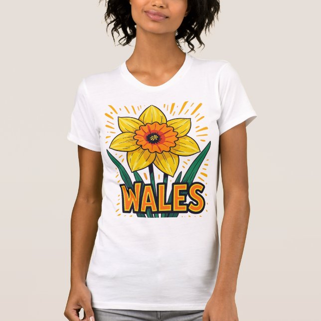 Oversized Retro Daffodil Celebratory Emblem T-Shirt (Front)
