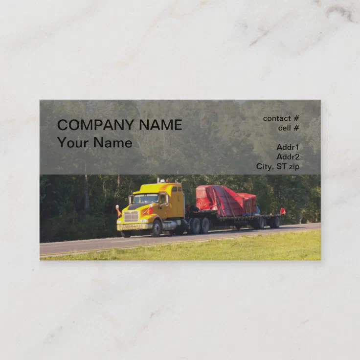 Oversized Semi Flatbed Truck Business Card 