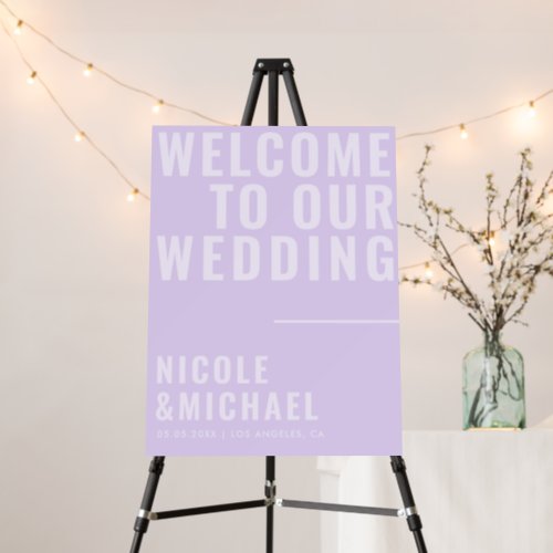 Oversized Typography Lilac Wedding Welcome Sign