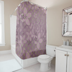 Oversized Violet Floral Retro Pattern Shower Curtain