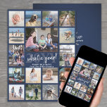 Oversized What a Year Photo Collage Navy and White Holiday Card<br><div class="desc">What a year to remember! Send stylish joyful greetings and share 17 of your favorite pictures with an extra large 6.5" x 8.75" photo collage holiday card. (IMAGE PLACEMENT TIP: An easy way to center a photo exactly how you want is to crop it before uploading to the Zazzle website.)...</div>