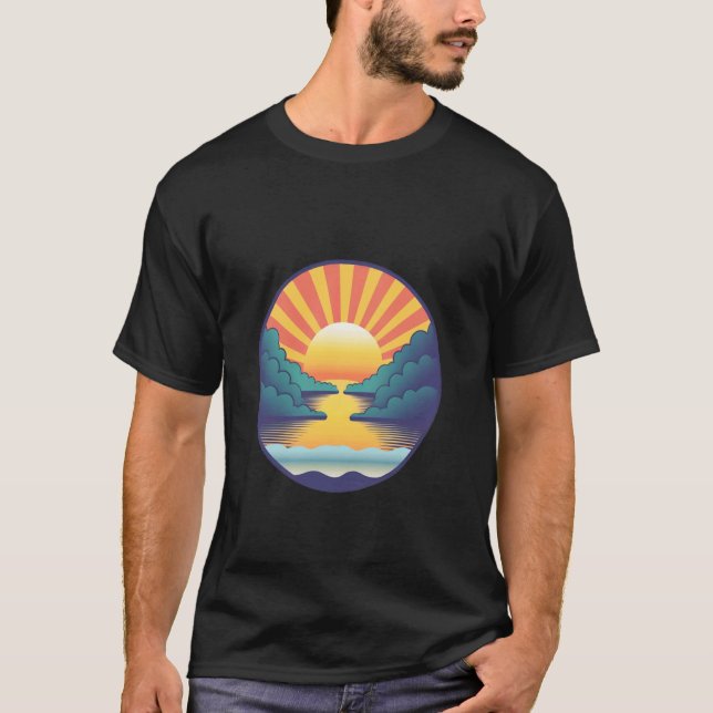 Oversized Workout Tee - Pastel Sunset River (Front)