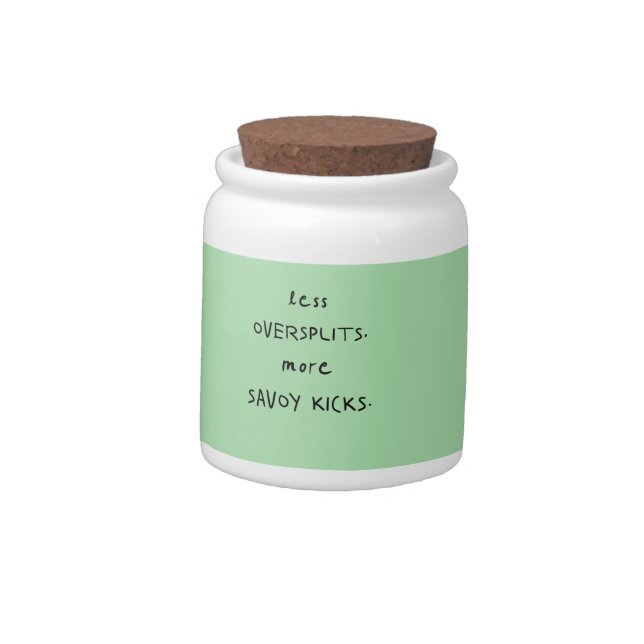 Oversplits vs. Savoy Kicks Celadon Candy Jar (Left)