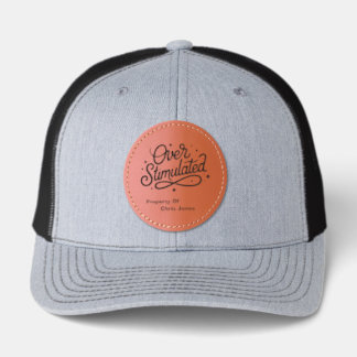 Overstimulated Anxiety Introvert Personalized Name Leather Patch Hat