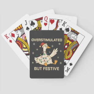 Overstimulated But Festive Christmas Goose Xmas Poker Cards