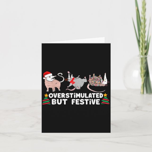 Overstimulated But Festive Funny Christmas Ssums F Card (Front)
