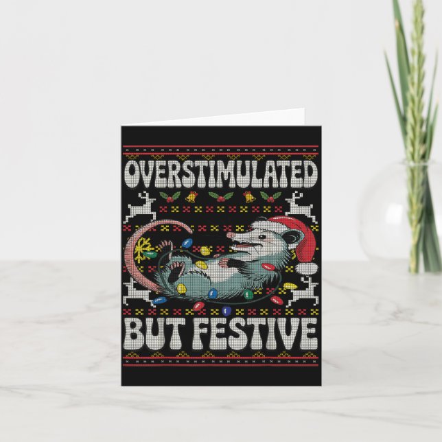 Overstimulated But Festive Ossum Christmas Ugly Sw Card (Front)
