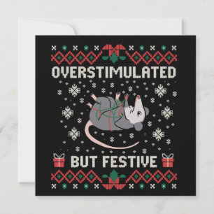 Overstimulated But Festive Possum Christmas Funny  Holiday Card
