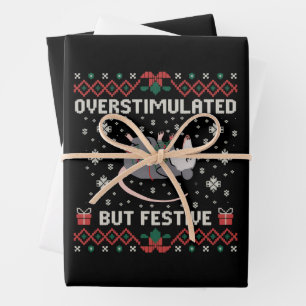 Overstimulated But Festive Possum Christmas Funny Wrapping Paper Sheets