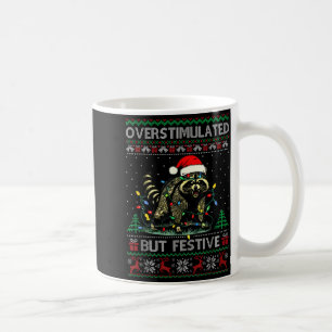 Overstimulated But Festive Raccoon Christmas Pajam Coffee Mug